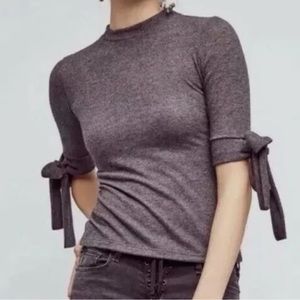 Anthropologie Eri + Ali Shirt with Tie Sleeves Gray Shirt